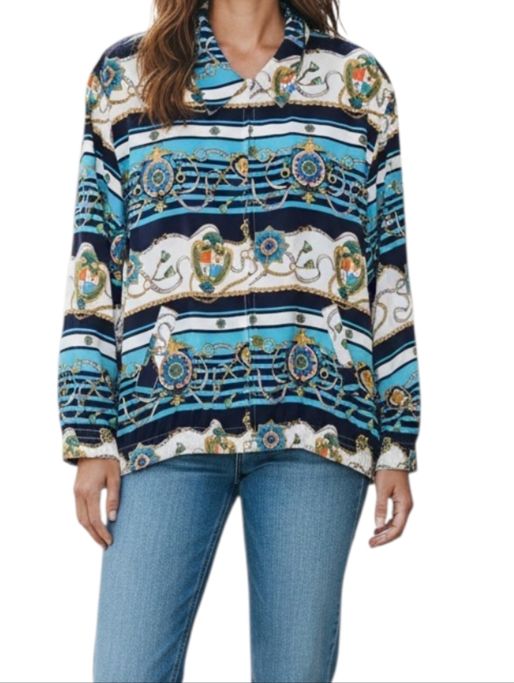 Alfred Dunner Nautical Windbreaker Jacket